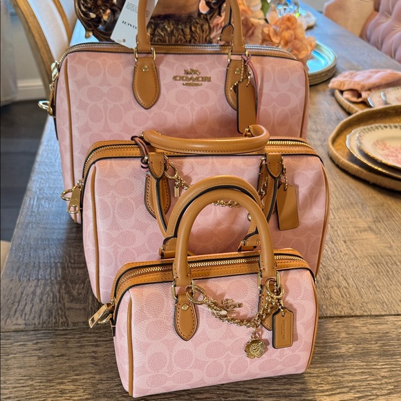 Coach Pink Signature Handbag Large Satchel Rowan Powder pink signature canvas - Picture 15 of 15